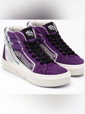 Vans Purple Suede High-Top Sneakers with Black Laces